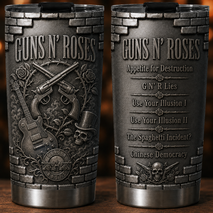 Guns N' Roses 3D Stainless Steel Tumbler - Rock Music Travel Mug