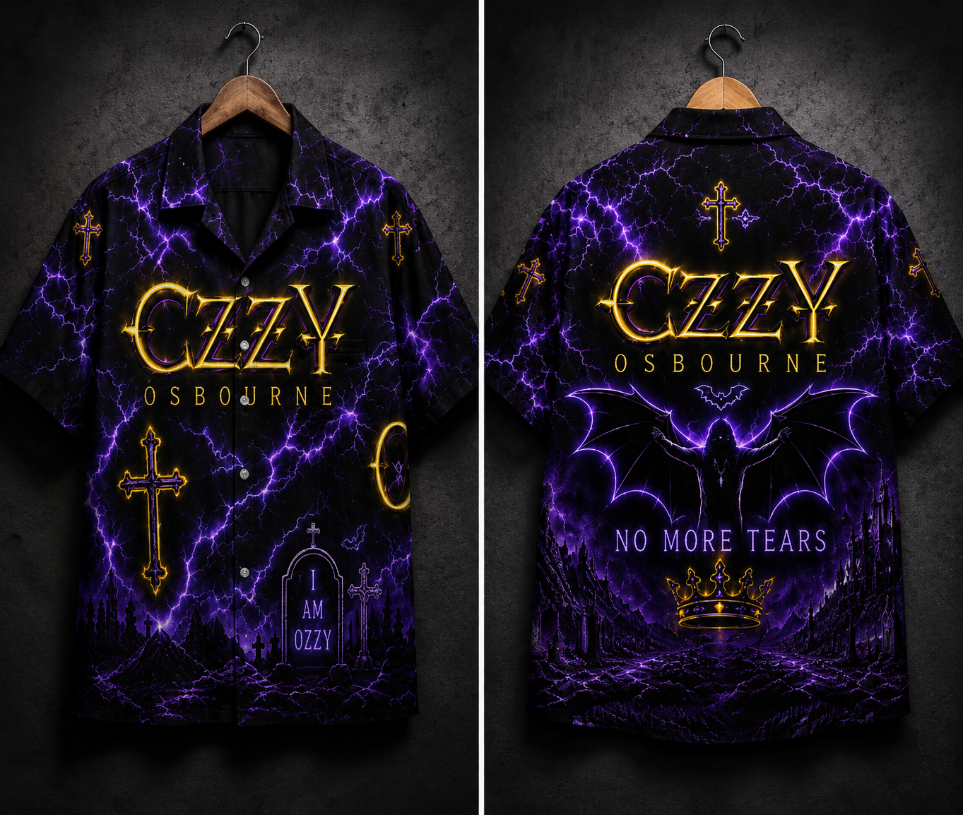 Ozzy Osbourne Neon Hawaiian Shirt - Heavy Metal Legend All Over Print Hawaiian Shirt - Retro Rock Music Summer Shirt