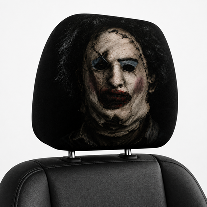 Leatherface Horror Car Headrest Cover – Spooky Horror Halloween Car Accessory