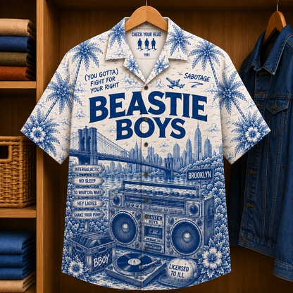 Beastie Boys Special Edition Tropical Hawaiian Shirt - Unisex Music Collage Button Up