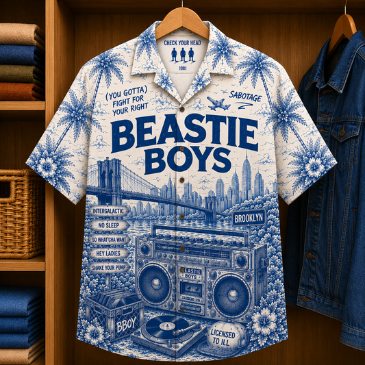 Beastie Boys Special Edition Tropical Hawaiian Shirt - Unisex Music Collage Button Up