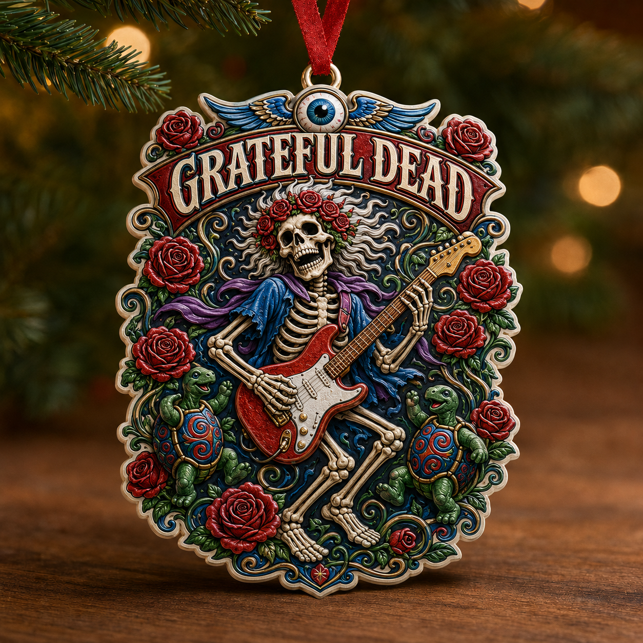 Grateful Dead 3D Raised-Effect Print Ornament – Unique Holiday Gift for Rock Fans