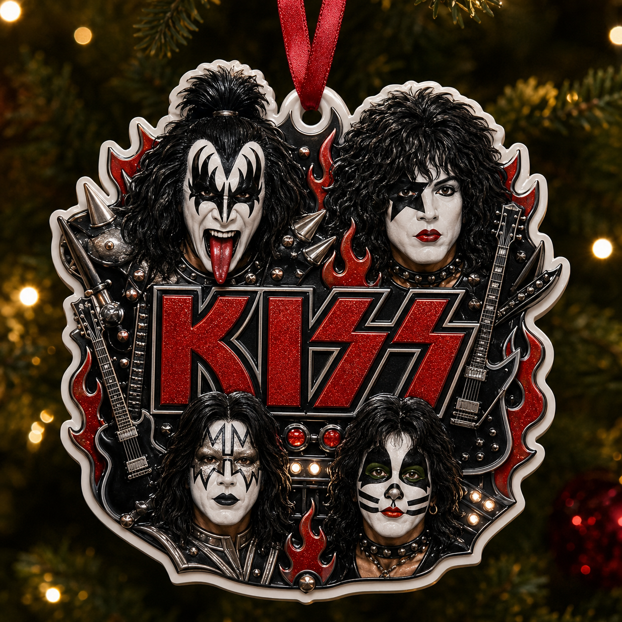 KISS High-Definition 3D Print Ornament – Classic Lineup Hard Rock Holiday Gift