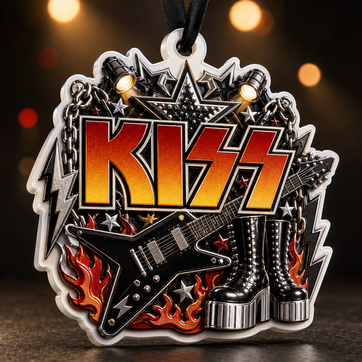 KISS High-Definition 3D Print Ornament – Fiery Hard Rock Holiday Gift for Fans