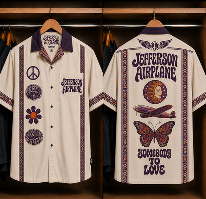 Jefferson Airplane Somebody to Love Bohemian Hawaiian Shirt - Mexican Inspired Hawaiian Shirt White Version
