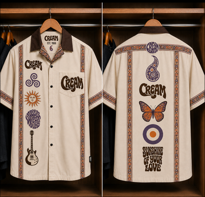Cream Sunshine of Your Love Bohemian Hawaiian Shirt - Mexican Inspired Hawaiian Shirt White Version