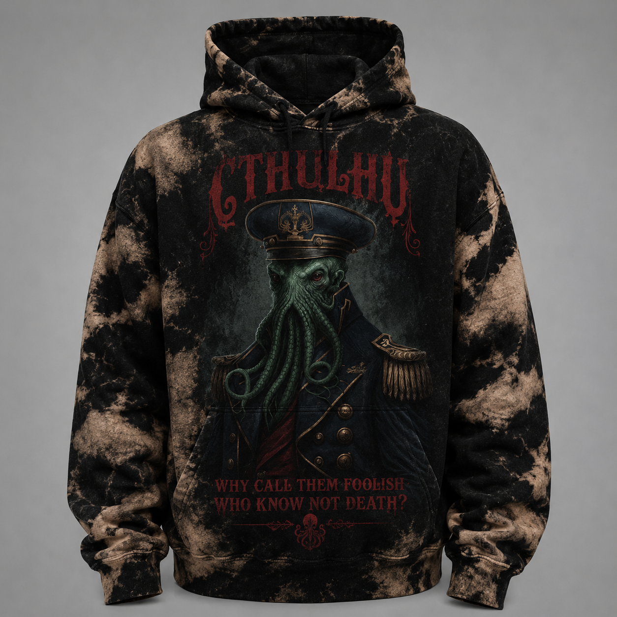 Cthulhu Captain Hoodie, H.P. Lovecraft Cosmic Horror Pullover Hoodie, Eldritch Monster Sweatshirt