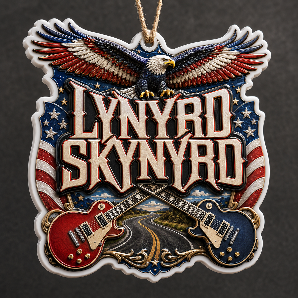 Lynyrd Skynyrd High-Definition 3D Print Ornament – Patriotic Rock Gift for Fans