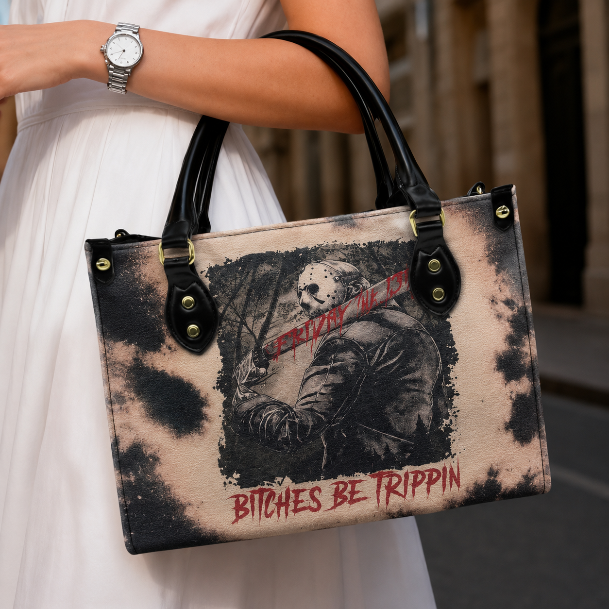 Jason Vorhess Friday The 13th Leather Handbag, Tote Bag and Wallet Set, Horror Film Lover Handbag