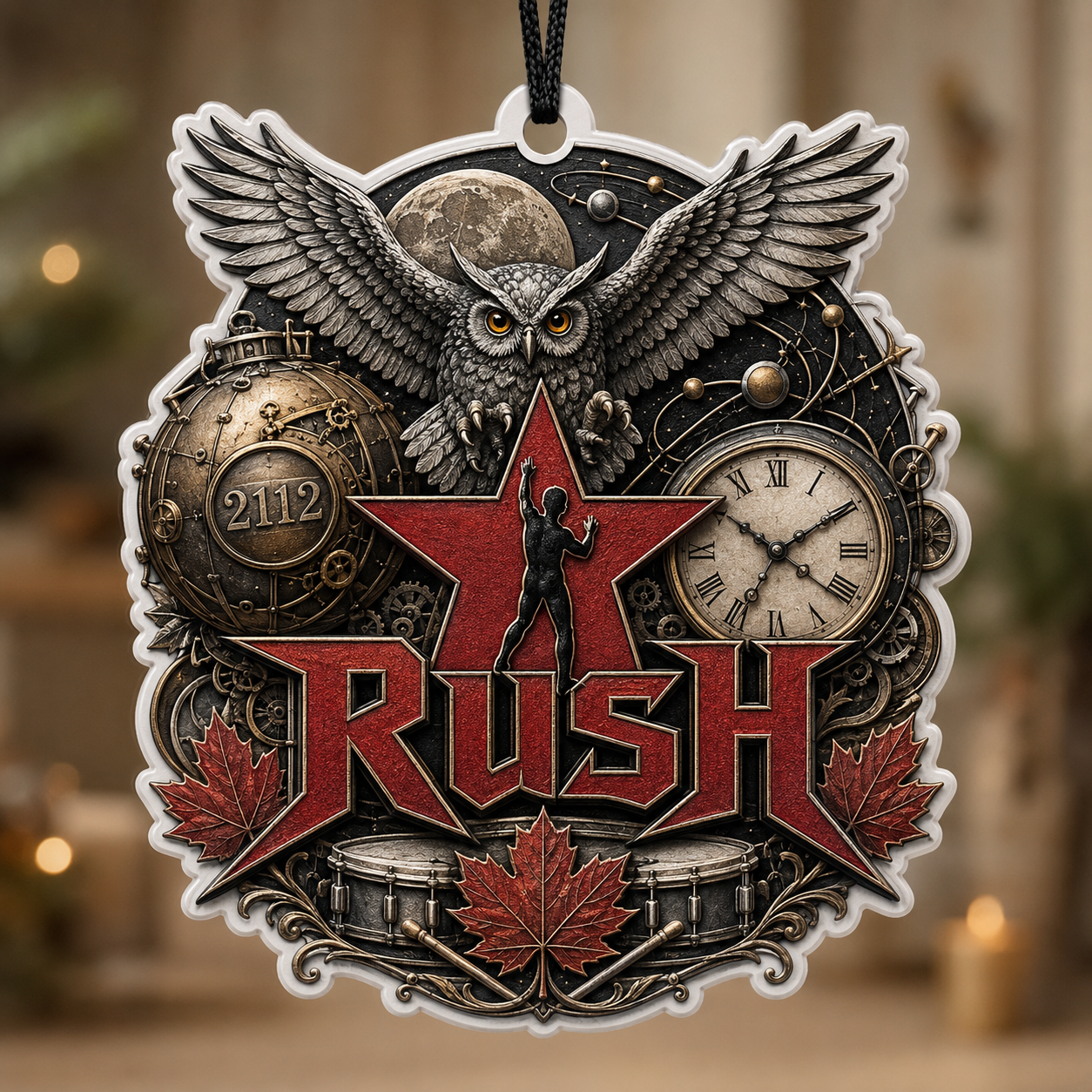 Rush 3D Raised-Effect Christmas Ornament – Steampunk Progressive Rock Decoration