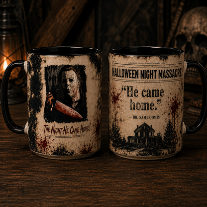 Halloween Michael Myers Horror Mug, The Night He Came Home Coffee Mug, Slasher Movie Fan Gift, Horror Collector Ceramic Mug