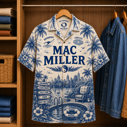 Mac Miller Special Edition Tropical Blue Hawaiian Shirt - Unisex Music Collage Button Up