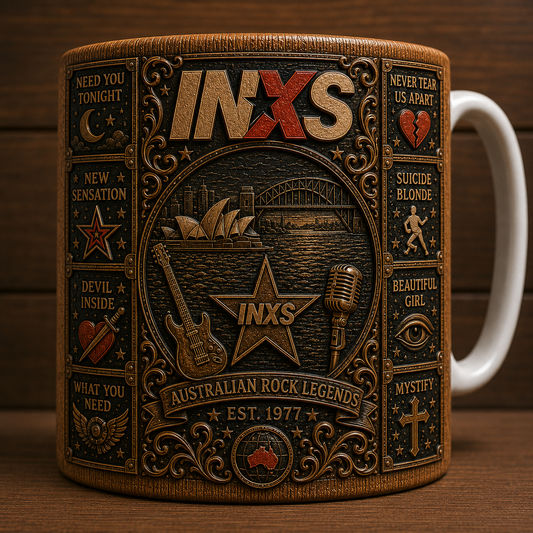INXS Mug, Vintage Australian Rock Coffee Mug, Need You Tonight Ceramic Cup, Never Tear Us Apart Gift, Classic Rock Fan Mug