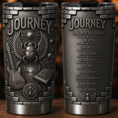 Journey Don't Stop Believin' Insulated Tumbler - 3D Embossed Scarab Beetle Travel Cup