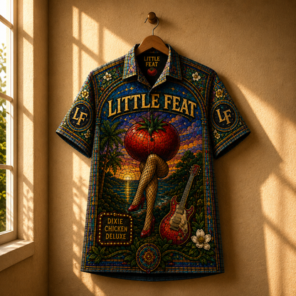 Little Feat Stained Glass  Hawaiian Shirt - Unisex Front Back Dixie Chicken Button Up