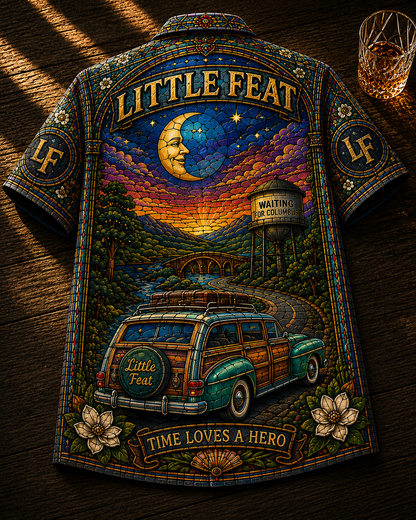 Little Feat Stained Glass  Hawaiian Shirt - Unisex Front Back Dixie Chicken Button Up