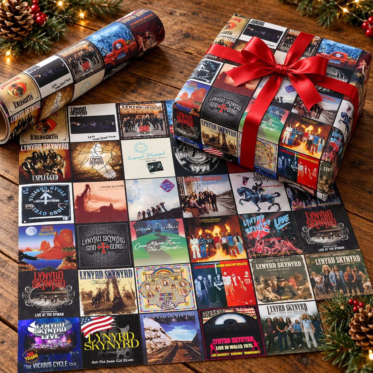 Lynyrd Skynyrd Album Covers Wrapping Paper - Southern Rock Band Gift Wrap