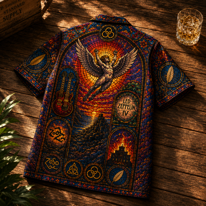 Led Zeppelin Hawaiian Shirt - Unisex Heavy Rock Band Members Stage Button Up