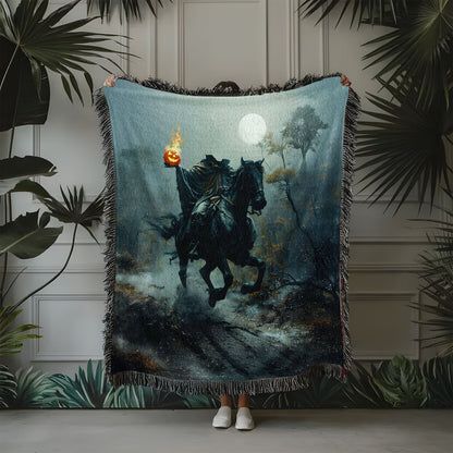 Headless Horseman Gothic Halloween Woven Blanket