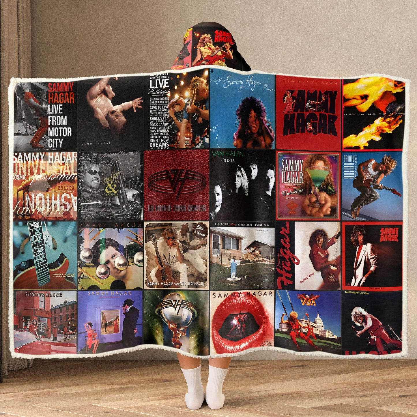Sammy Hagar Album Art Wearable Hooded Blanket – Rock & Van Halen Fan Gift