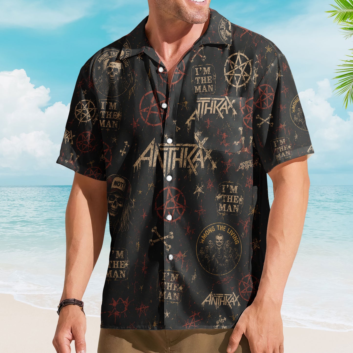 Anthrax Hawaiian Shirt - Unisex Thrash Metal Among The Living Black Button Up