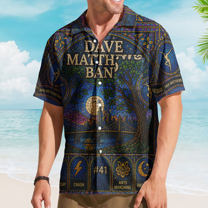 Dave Matthews Band Stained Glass Hawaiian Shirt - Unisex Fire Dancer Button Up