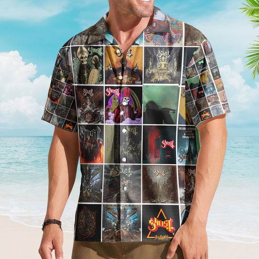 Ghost Band Album Collage Hawaiian Shirt – Gothic Rock Fan Shirt