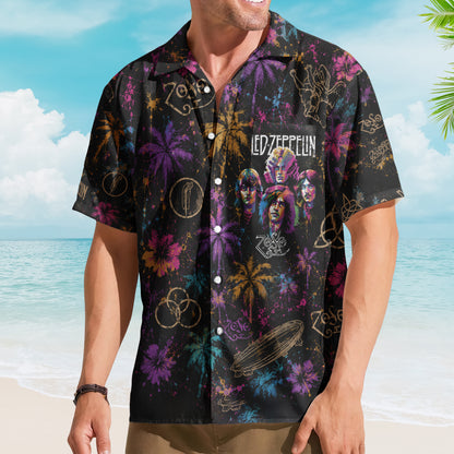 Led Zeppelin Hawaiian Shirt - Unisex Paint Splatter Splat Airship Blimp Button Up