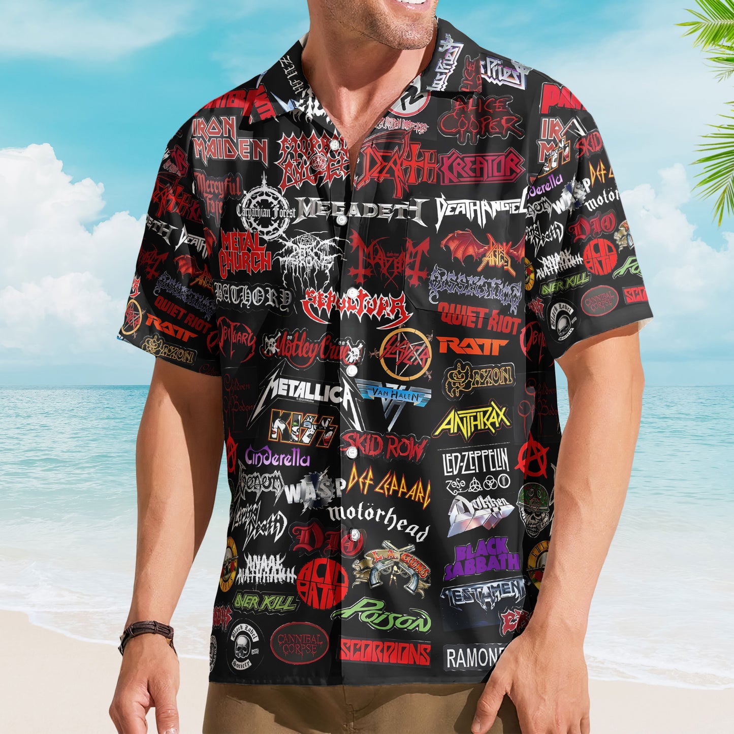 Heavy Metal Legends Hawaiian Shirt – Ultimate Metal Band Logo Collage
