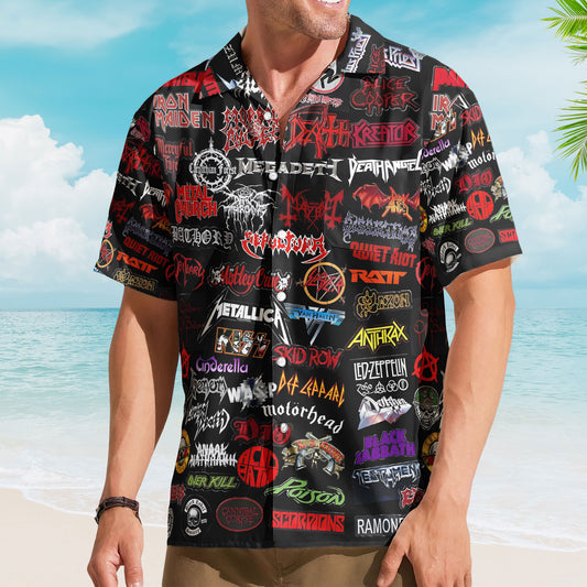 Heavy Metal Legends Hawaiian Shirt – Ultimate Metal Band Logo Collage