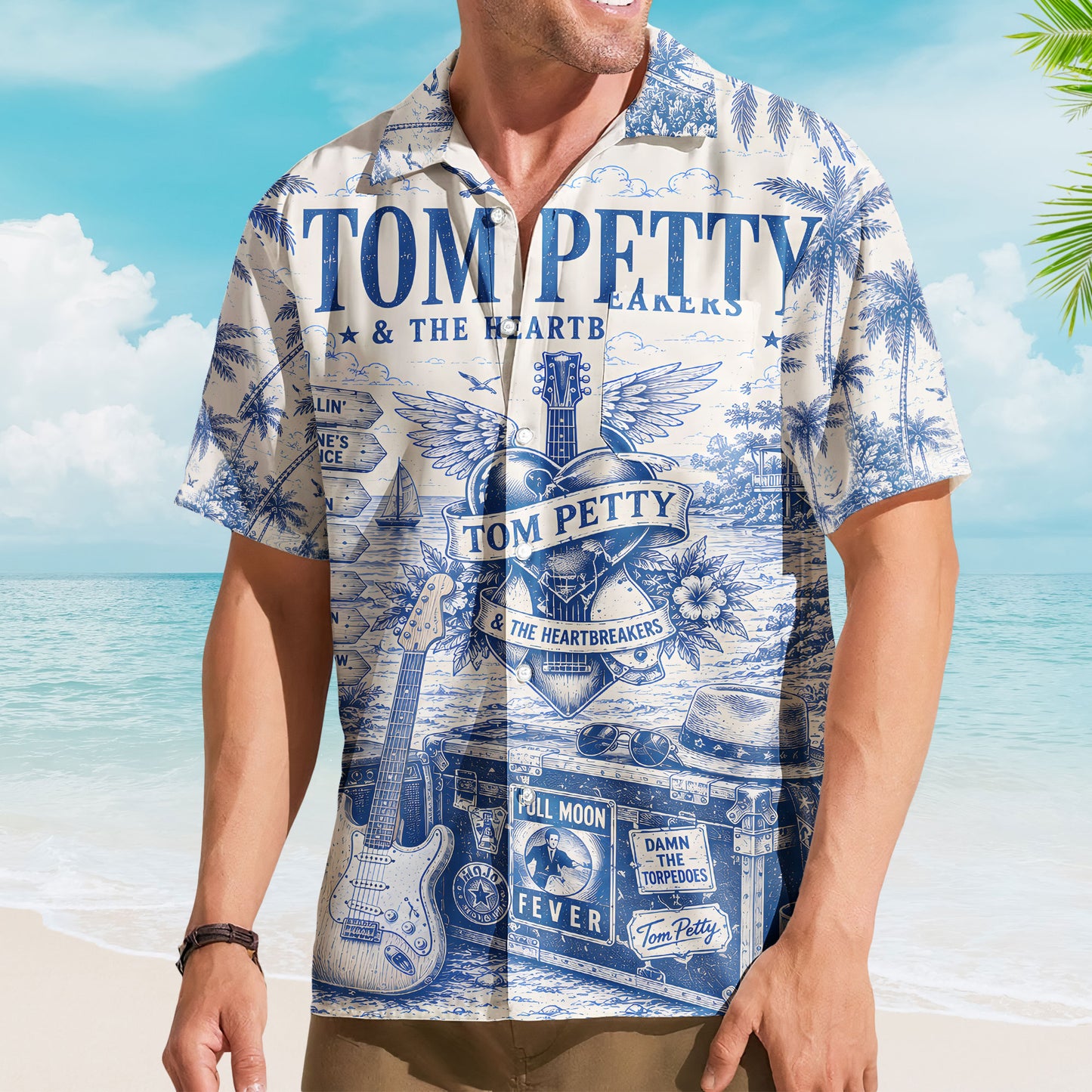 Tom Petty And The Heartbreakers Hawaiian Shirt – Unisex Blueprint Button Up
