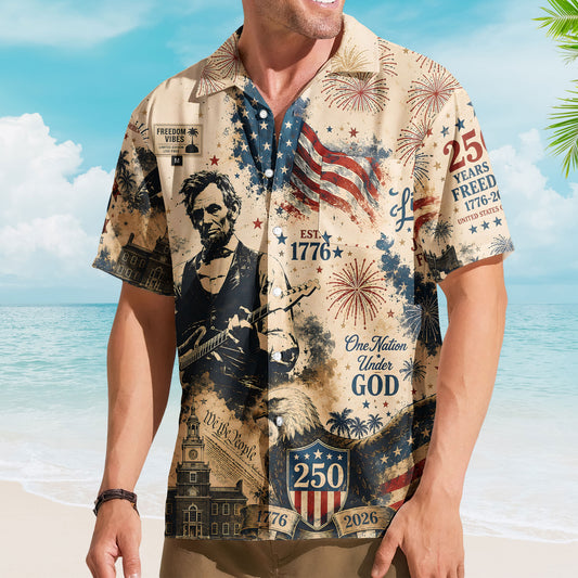 Patriotic Abraham Lincoln Hawaiian Shirt – Unisex 4th of July American Flag Button Up