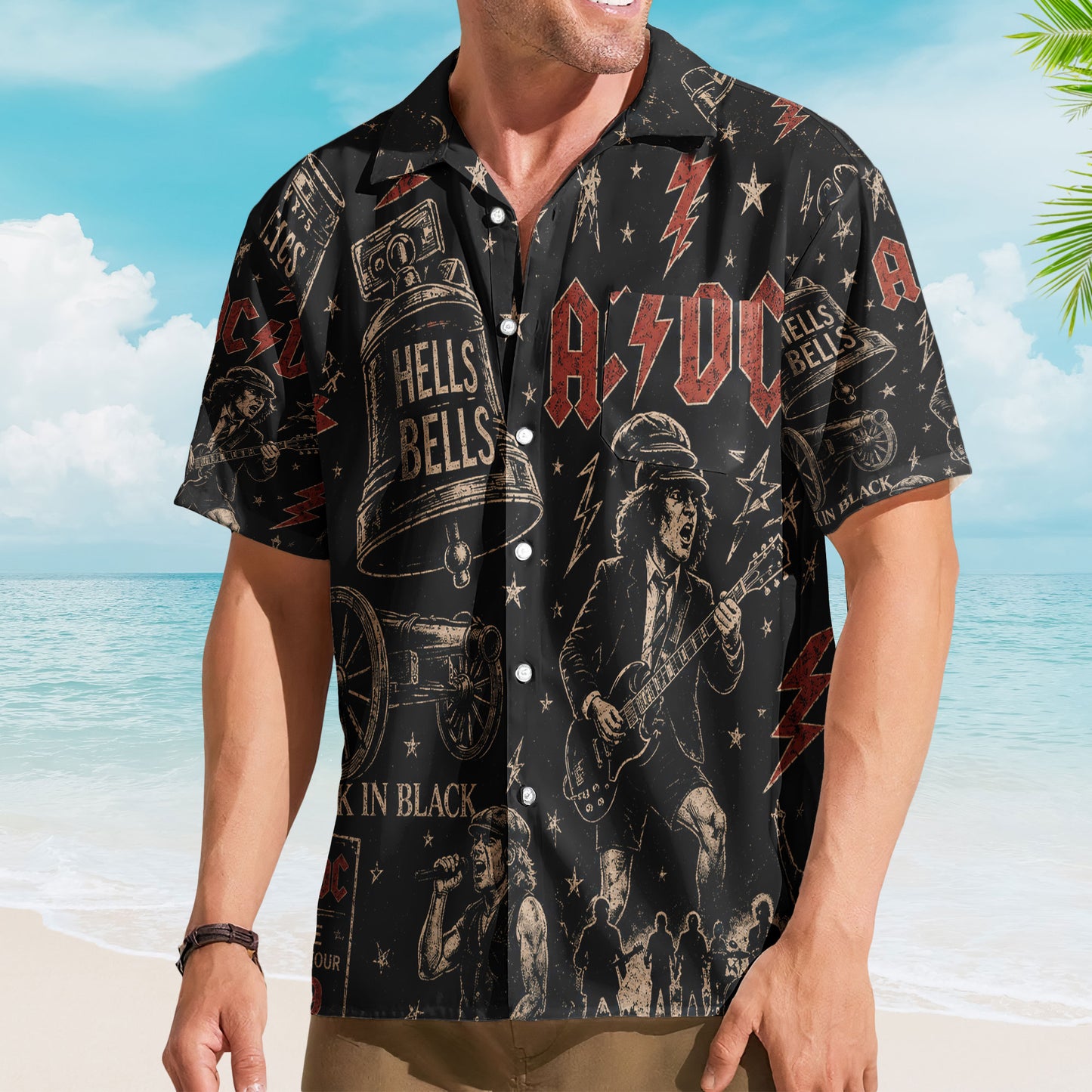 AC/DC Hawaiian Shirt – Angus Young Classic Rock Fan Gift Hard Rock Legend Beach Shirt