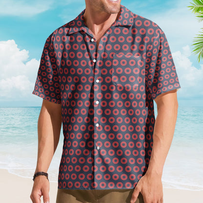 Navy and Red Phish Fishman Donut Unisex Hawaiian Shirt – Retro Music Aloha Button-Up Shirt