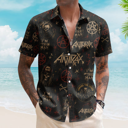 Anthrax Hawaiian Shirt - Unisex Thrash Metal Among The Living Black Button Up