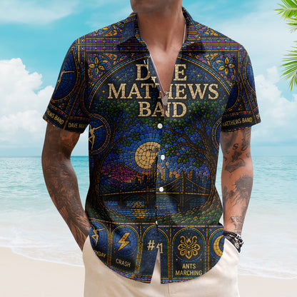 Dave Matthews Band Stained Glass Hawaiian Shirt - Unisex Fire Dancer Button Up
