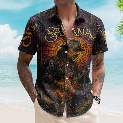 Santana Hawaiian Shirt -Unisex Latin Rock Mosaic Abraxas Om Symbol Beach Shirt