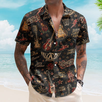 Aerosmith Hawaiian Shirt – Vintage Rock Band All Over Print Aloha Shirt
