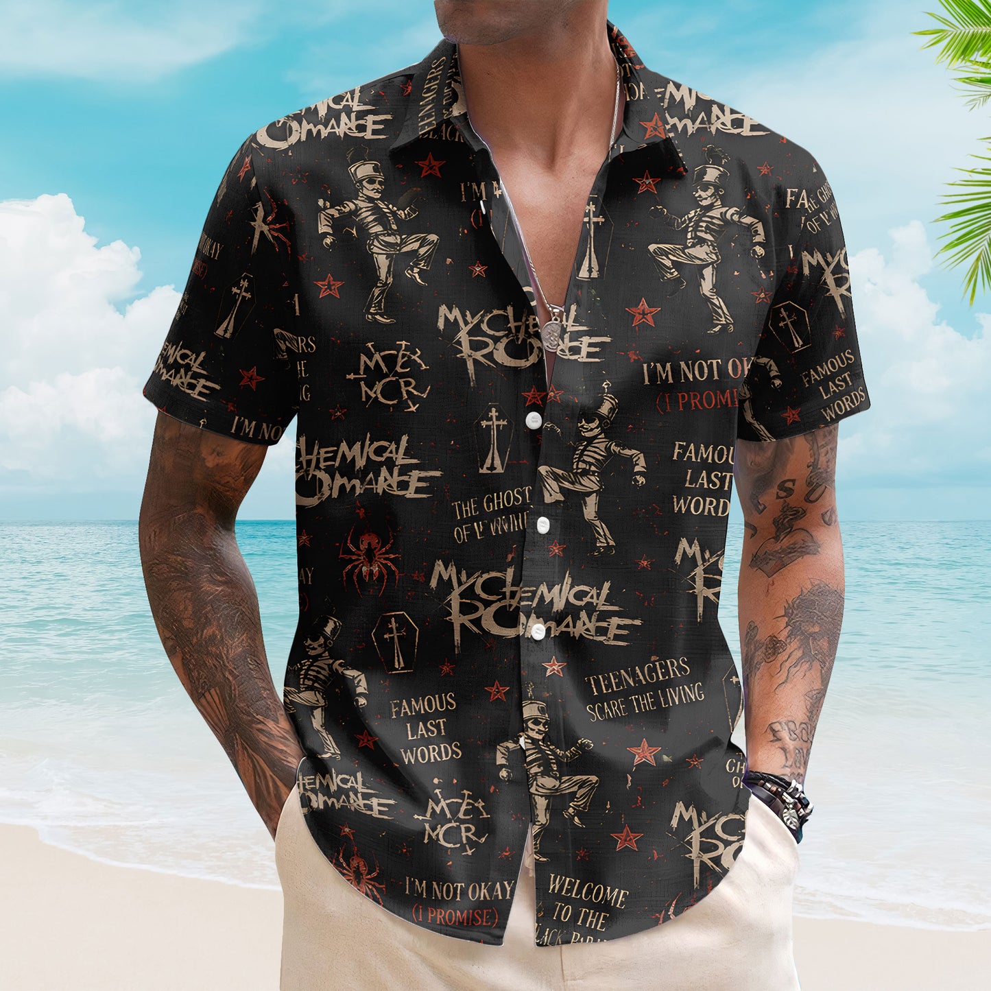 My Chemical Romance Hawaiian Shirt – Unisex Black Parade Soldier Summer Button Up