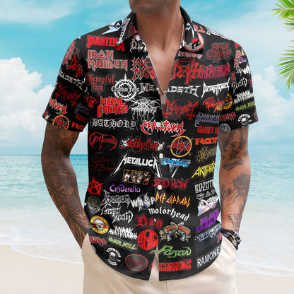 Heavy Metal Legends Hawaiian Shirt – Ultimate Metal Band Logo Collage
