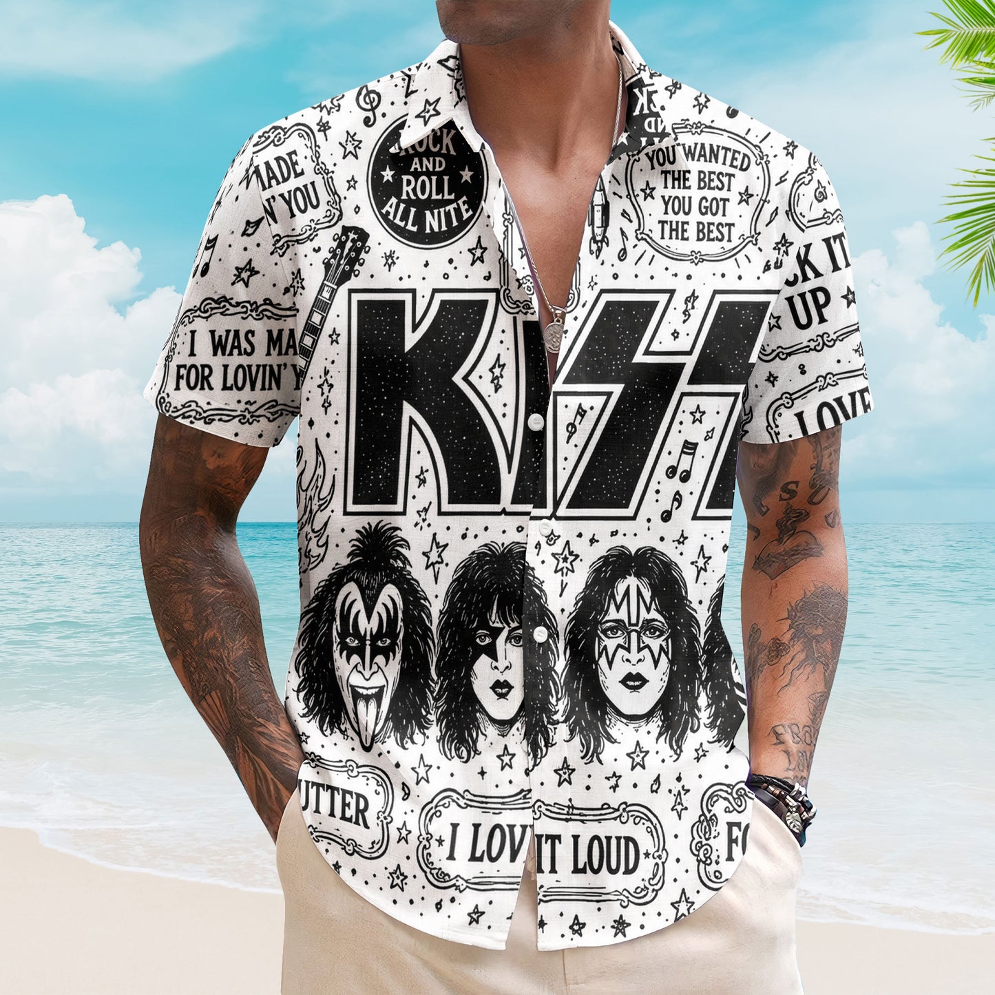 KISS Hawaiian Shirt – Rock and Roll All Nite All Over Print Aloha Shirt