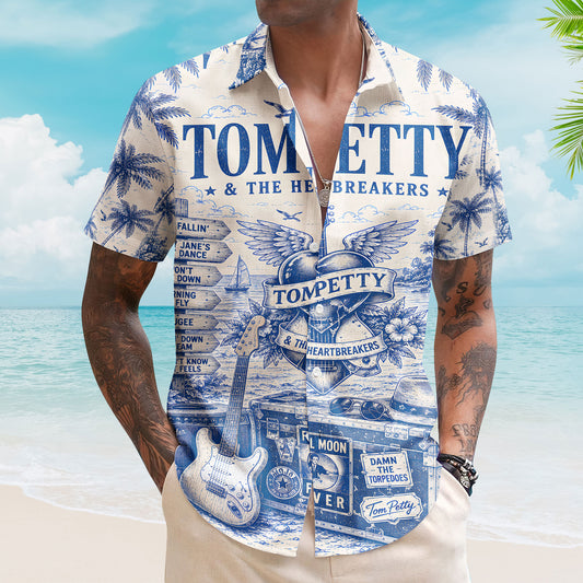 Tom Petty And The Heartbreakers Hawaiian Shirt – Unisex Blueprint Button Up