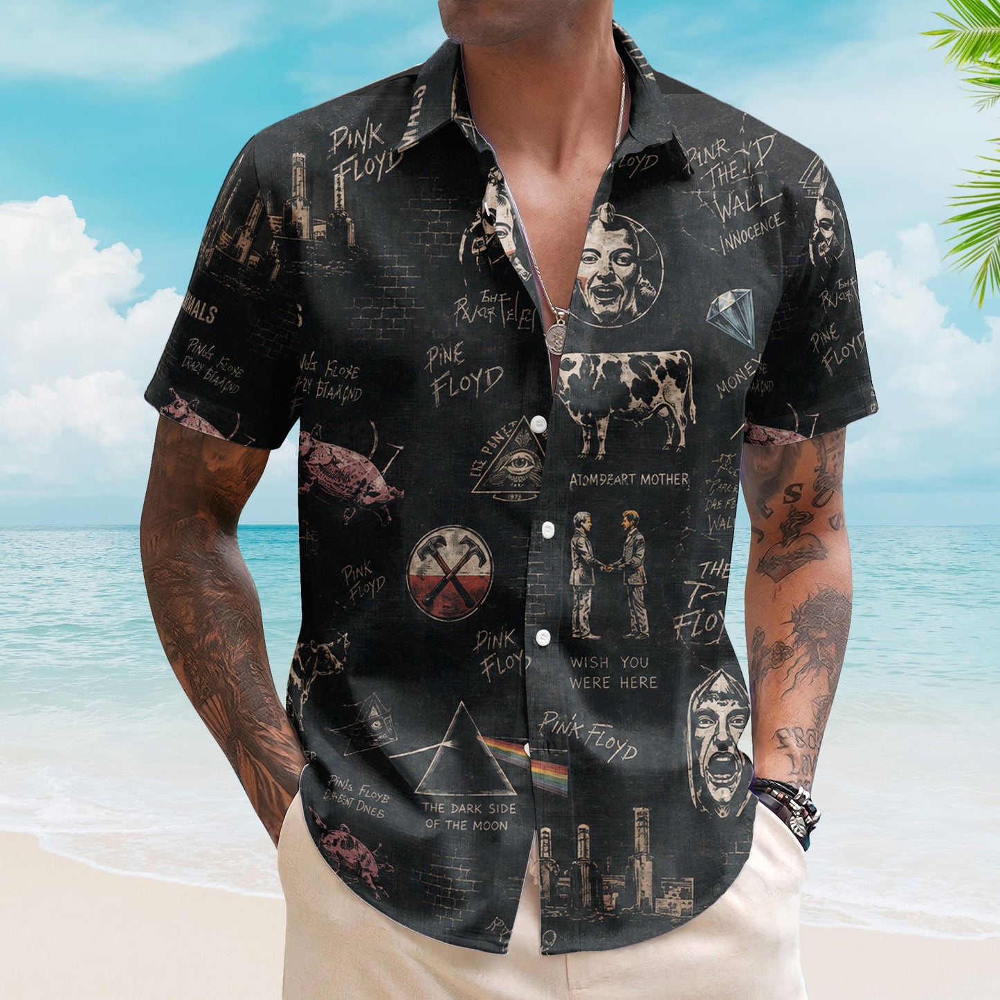 Pink Floyd Hawaiian Shirt – Dark Side of the Moon All Over Print Aloha Shirt