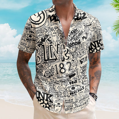 Blink-182 Lyrics Collage Hawaiian Shirt – Signature Album Inspired Greatest Hits Hawaiian Shirt