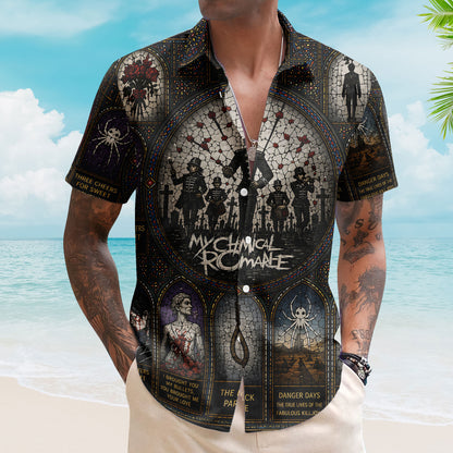 My Chemical Romance Hawaiian Shirt – Unisex Retro Pepe The Black Parade Button Up