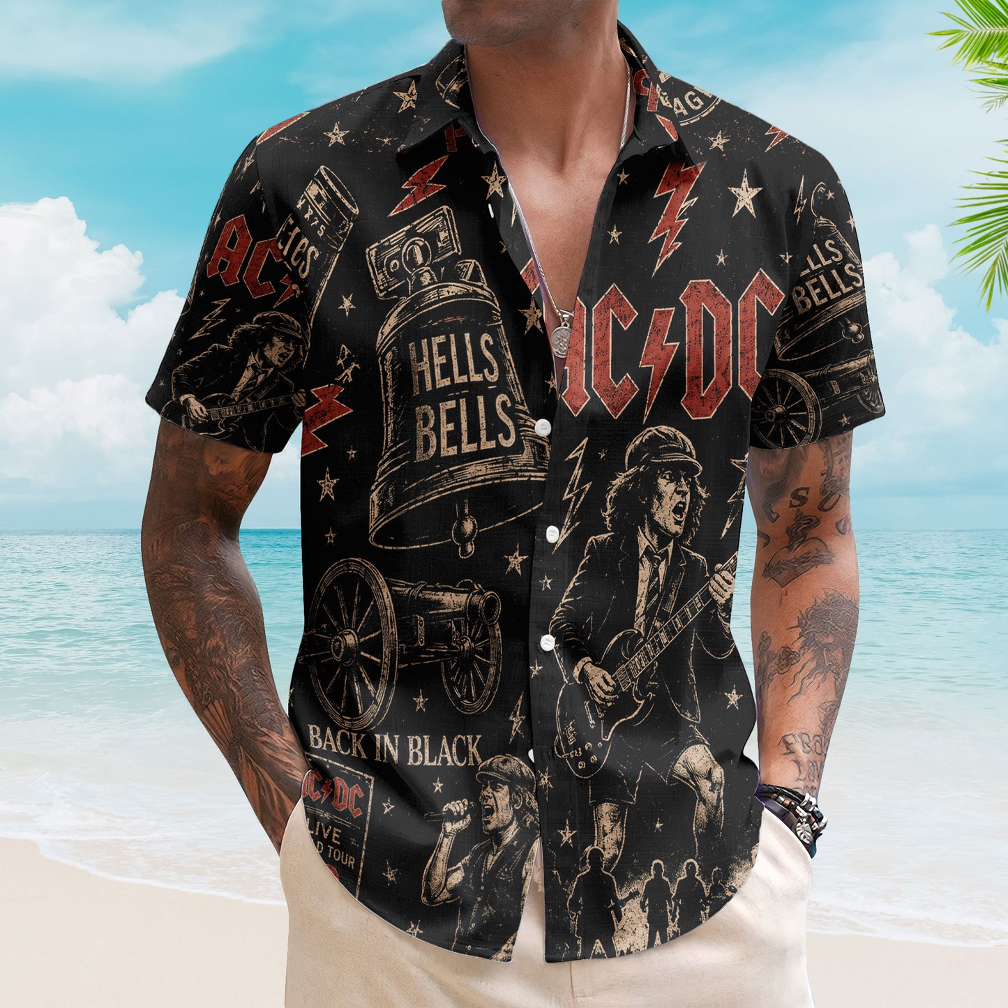 AC/DC Hawaiian Shirt – Angus Young Classic Rock Fan Gift Hard Rock Legend Beach Shirt