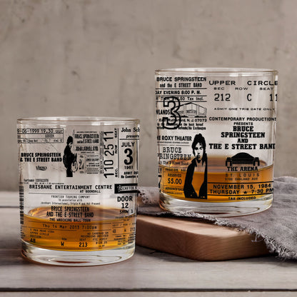 Bruce Springsteen Concert Ticket Printed Whiskey Glass - Multiple Designs Available Father's Day Gift (With Gift Box)