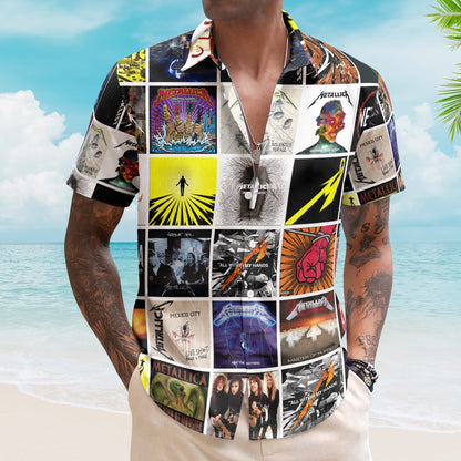 Metallica Album Collage Hawaiian Shirt –  Heavy Metal Music Band Fan Shirt