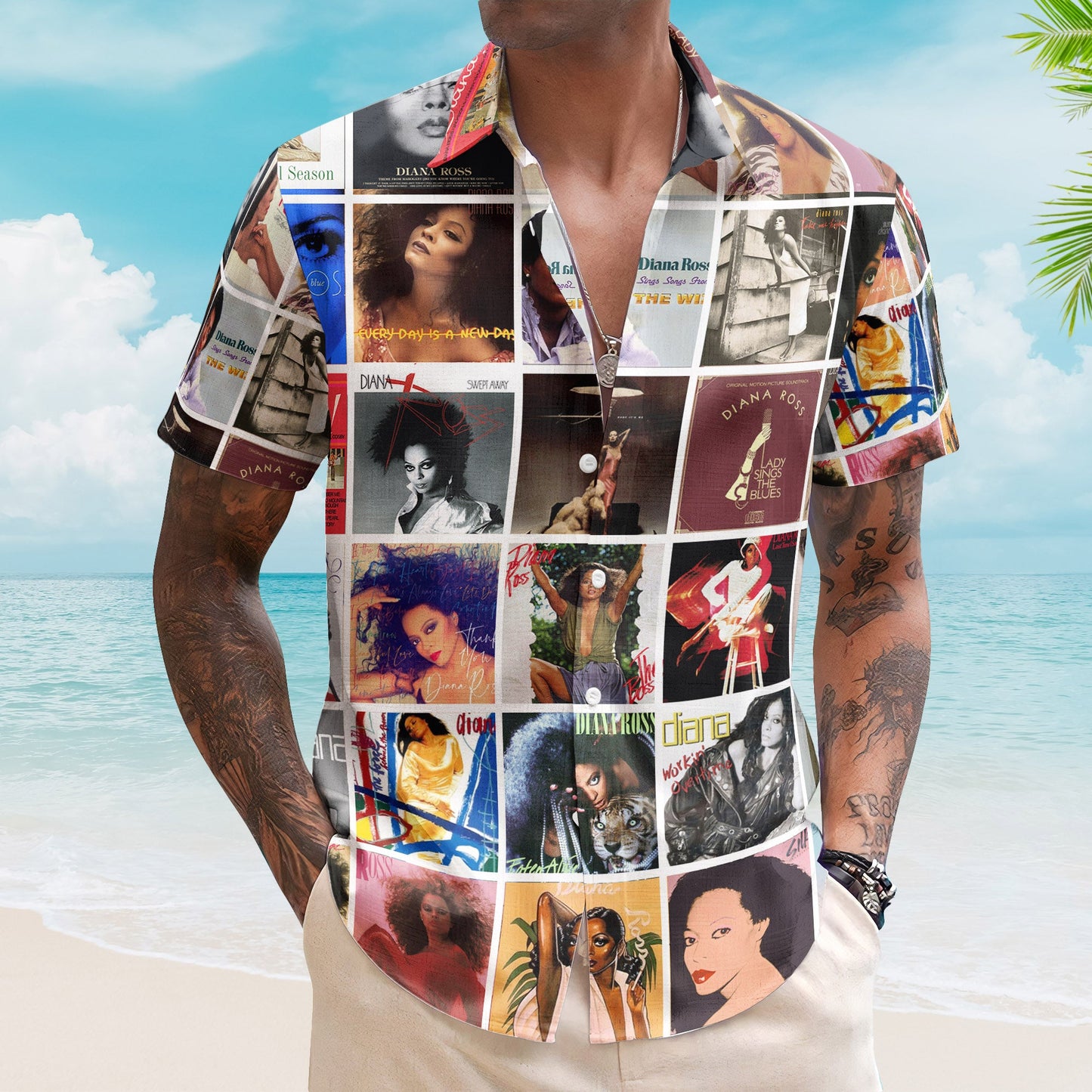 Diana Ross Album Collage Hawaiian Shirt –  R&B Pop Music Fan Shirt