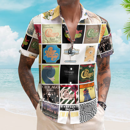 Chicago Album Collage Hawaiian Shirt –  Rock Music Band Fan Shirt